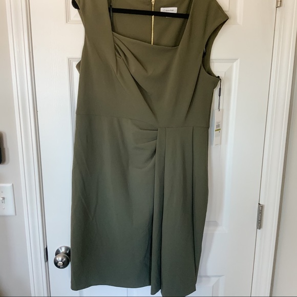 NWT Calvin Klein Olive Green Dress CD0C1W76 - 14 - Picture 4 of 4